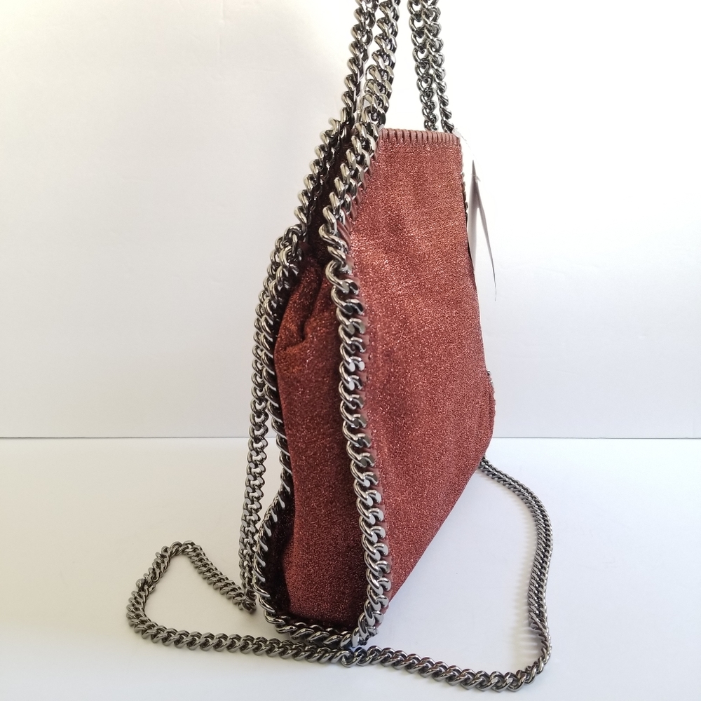 Stella McCartney Lurex Falabella Three Chain Crossbody Bag Rust - Picture 4 of 12